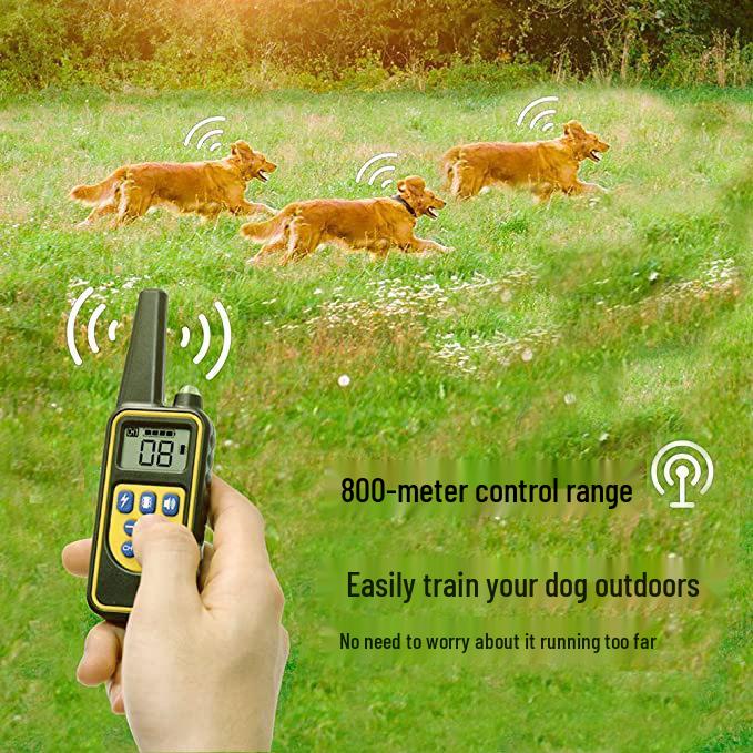 Rechargeable Remote Dog Training Collar, Waterproof Bark Stop Device, 800m Range, Automatic Shock Correction.