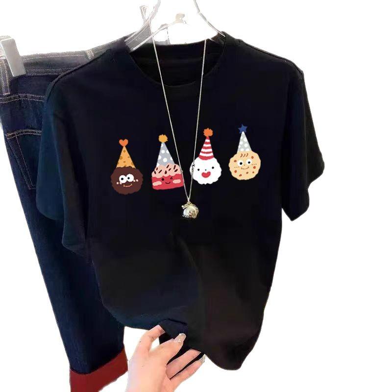 Niche Non-collision Front Shoulder Pure Cotton Short-sleeved T-shirt Women's New Fashionable Versatile Foreign Style Thin Top Summer