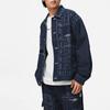 Li Ning Sports Lifestyle Series Pattern Printed Loose Collar Washable Denim Jacket Men Jacket Denim-Blue AJDT365-1