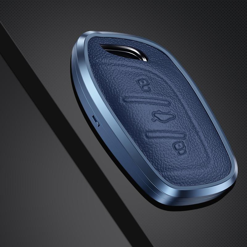 

Чехол для ключа из алюминиевого сплава и кожи для MG 4 2023 Mg4 Ev MG HS GT ZS EV ZX MG5 MG6 для Roewe RX3 RX5 RX8 ERX5 I6 I5 синий