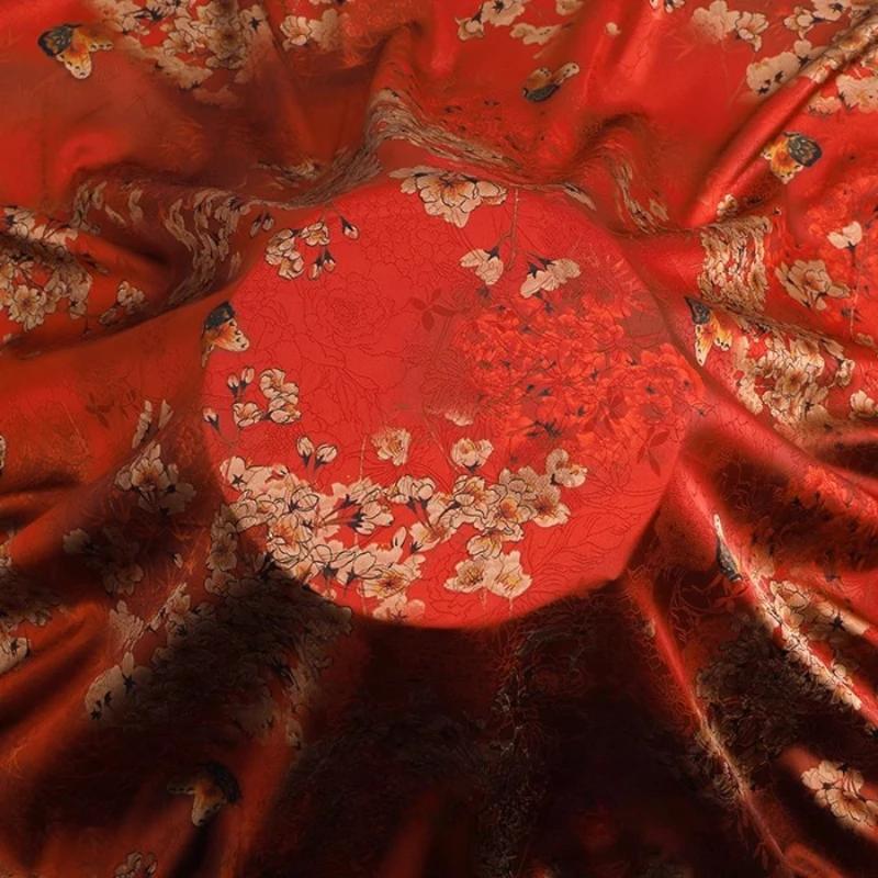 Chinese-style Imitation Silk Cloud Gauze High-end Fabric Soft Cotton Silk Printed Fabric DIY Cheongsam Dress Hanfu Clothing