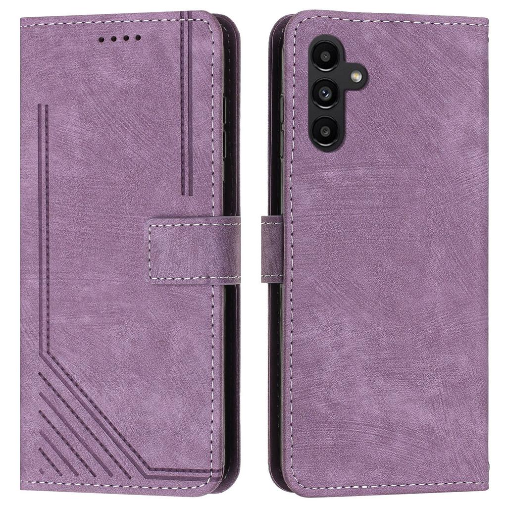 Για Samsung Galaxy M35 5G Θήκη Δερμάτινη Θήκη Τηλεφώνου με Χαραγμένες Γραμμές Στυλ Βιβλίο Αναδιπλούμενη Στάση