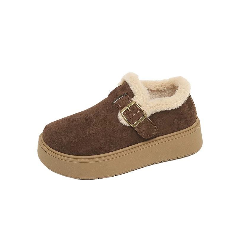 Thick-soled Velvet Birken New Winter Thickened Cotton Outer Wear Fluffy Warm Cotton Shoes Snow Bread Shoes