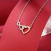 1pc to My Daughter Two-Tone Electroplated Heart Copper Zirconiaia Heart Necklace - with Text Gift Card and Gift Box Packaging