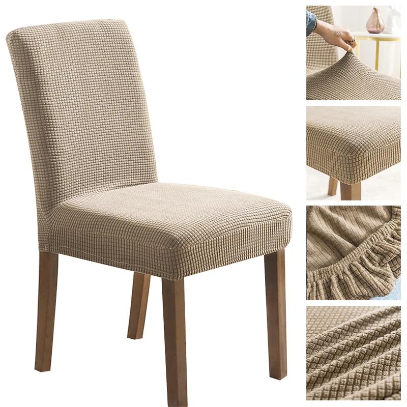 Jacquard Chair Cover for Dining Room Wedding Stretchable Thick Chair Protector 1/2/4/6 Pieces Slipcover for Chair Seat Backrest