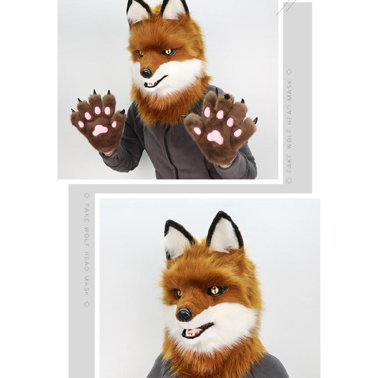 Kožušinový plyšový kostým Vlčí maska Celá hlava Pokrývka hlavy Klobouk Realistický design Pokrývka hlavy pro Halloween a večírky Převlékání