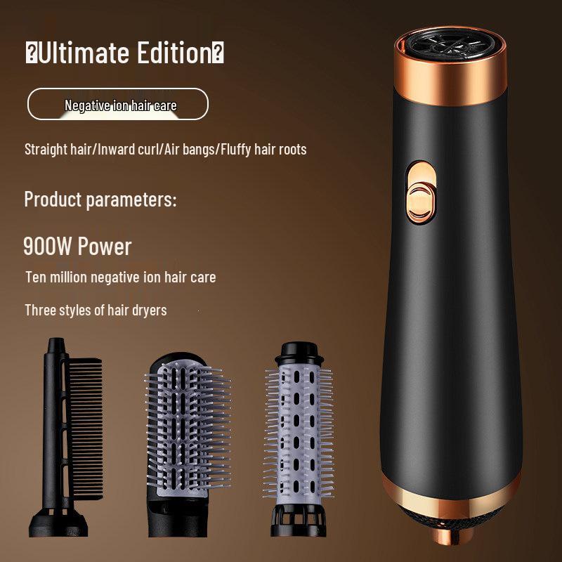 Negative Ion Hair Dryer Brush & Curling Iron for Straightening & Styling