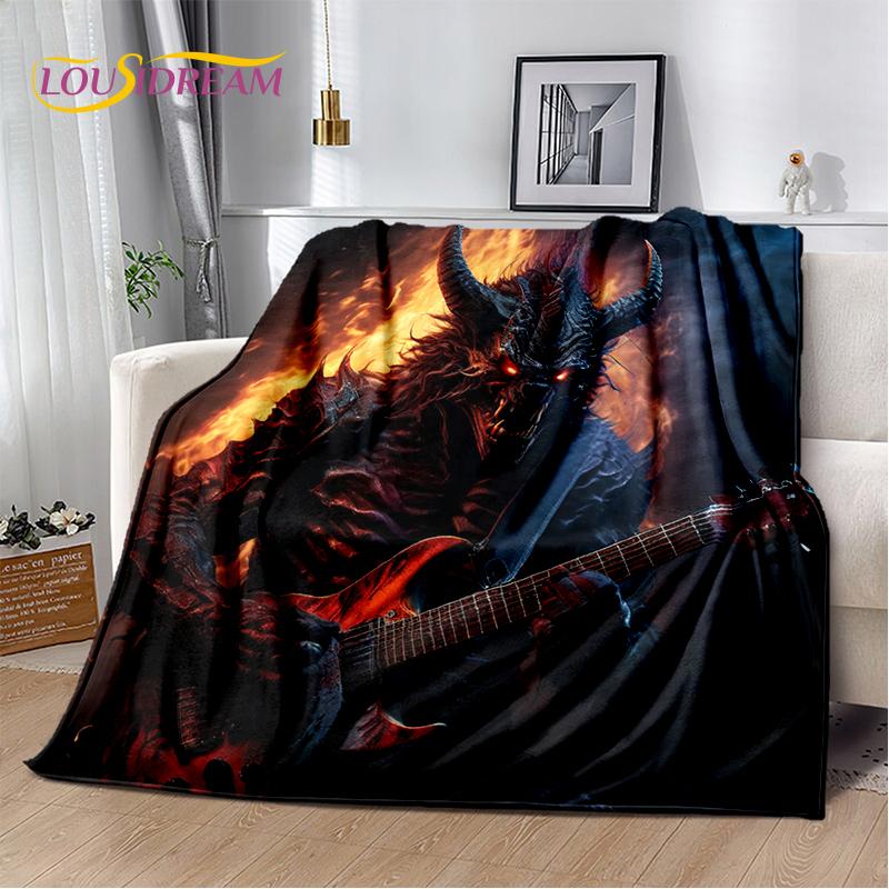 Skull Electric Guitar Classical Guitar Blanket,Soft Throw Blanket for Home Bedroom Bed Sofa Picnic Travel Office Cover Kids Gift