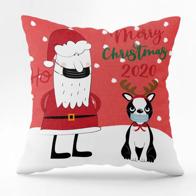 Christmas Abstract Santa Claus Pattern Print Home Decorative Cushion Cover Living Room Sofa Pillowcase