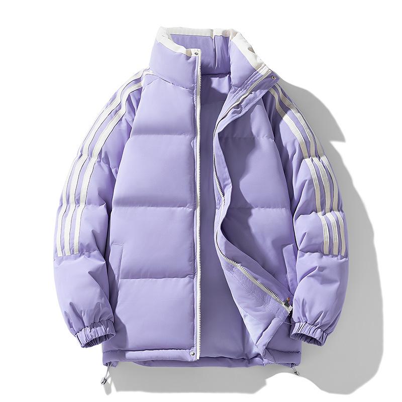 Cotton Suits Men and Women Same Style Stand Collar Loose Cotton Coat Warm Couple Striped Bread Suit Cotton Jacket