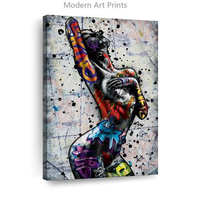 Graffiti Sexy Akt Ženský Portrét Tělo Nástěnné Umění Plátno Malba Plakátový Tisk Domácí Dekorace pro Obývací Pokoj Bez Rámu