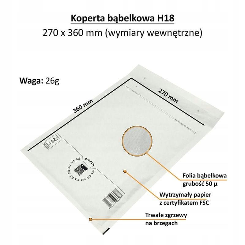 Bubble Envelope H18 WHITE E-PACK X100pcs