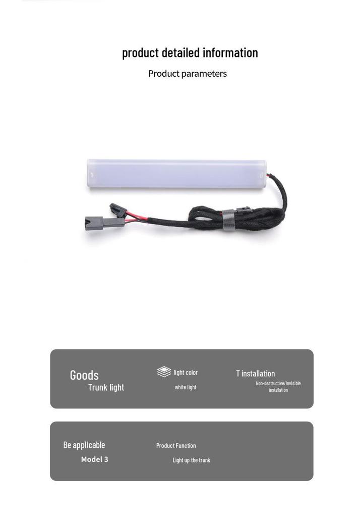 LED Trunk Light for Tesla Model 3 - Non-destructive Installation