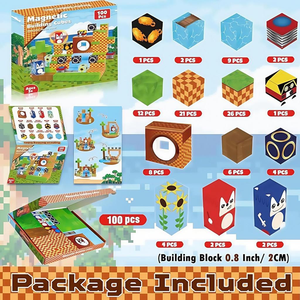 My Block World Children's Magnetic Cubes Set - Primeval Forest