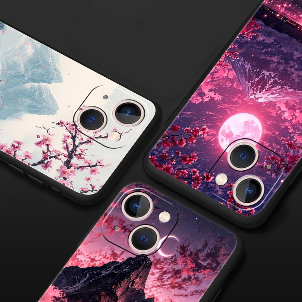 Pink Sunset Mountain Phone Case Cover for iPhone 17 16 15 14 13 12 11 Pro Max 17 Air Plus Shockproof Soft TPU Shell Fundas Capas