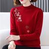 Women's Wool Sweater Round Neck Embroidery Knit Sweater Loose Plus Size Sweater Short Pullover Knitwear Spring Fall Winter