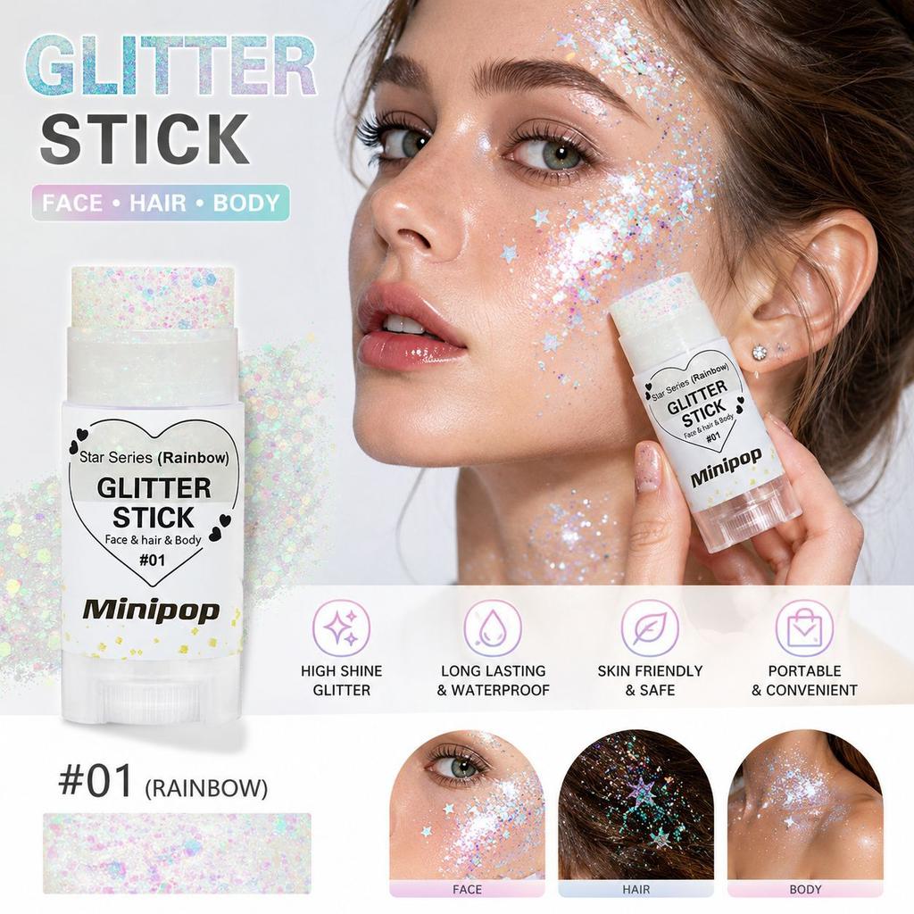 MINIPOP Body Paint Glitter Stick Face Lips Star Shimmer Festival