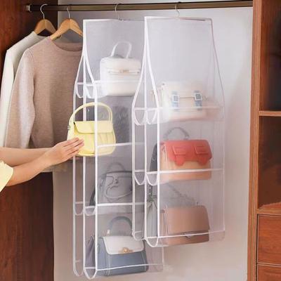 Storage Bag Large Capacity Multiple Compartments Dust-proof Transparent Multi-Layer Design Closet Handbag Organizer