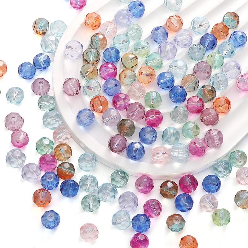 [10mm] Faceted Ball Beads Color Transparent Glass Beads Loose Spacer Beads For Jewelry Making Diy Bracelet Necklace Accessories
