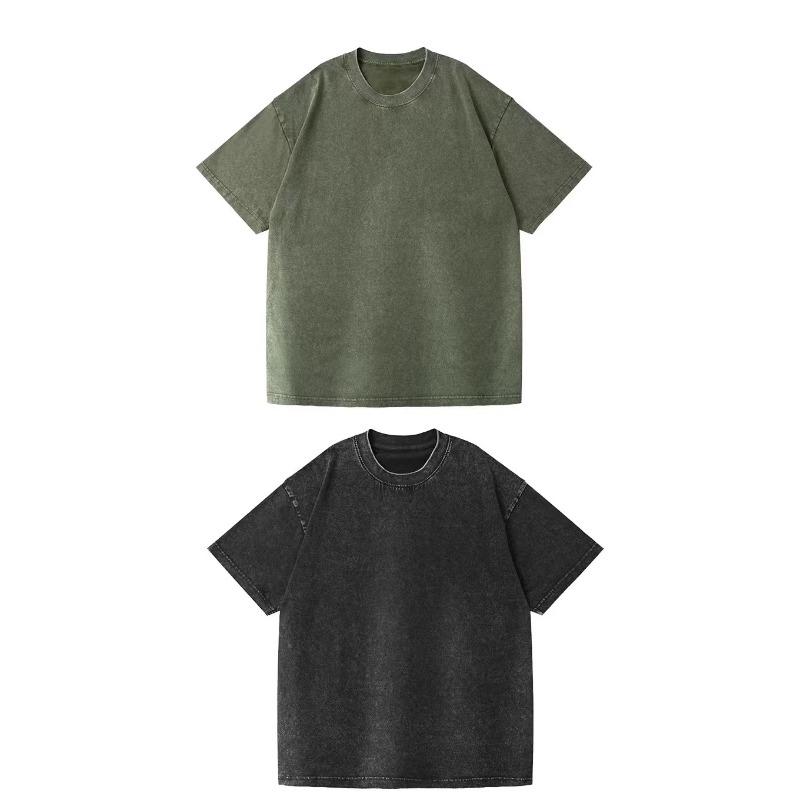 Heavy gram washed old pure cotton short sleeves American retro style men and women with the same summer trendy brand