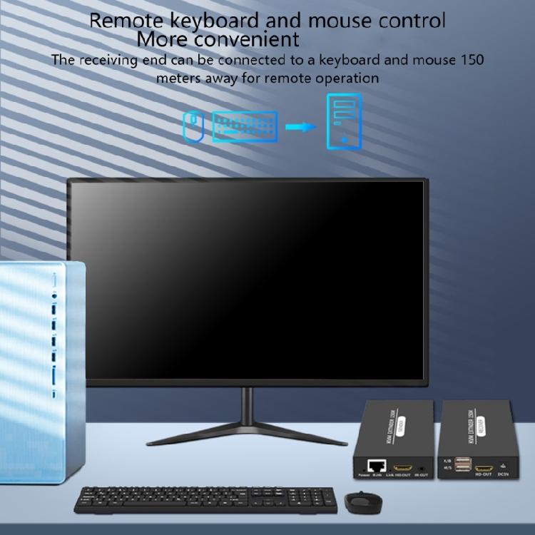 HDTV KVM USB Extender RJ45 Ethernet Extender 1080P@30hz HDTV Transmitter Receiver Support Keyboard Mouse USB Control