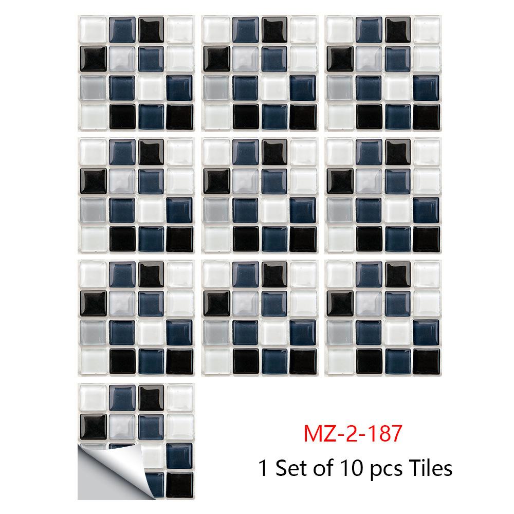 10Pcs 10 X10cm DIY  Mosaic Marble Wall Stickers Imitation Brick Bedroom Decoration Waterproof Self Adhesive Tile Wallpaper Kitchen Cupboard Decor