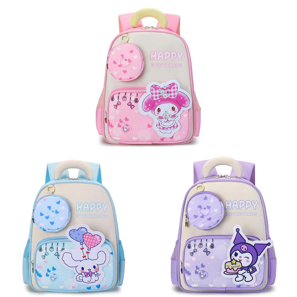 Zaino Kuromi Melody Cinnamoroll Con Stampa Cartoon e Materiale in Nylon Traspirante Per l'Educazione e il Gioco