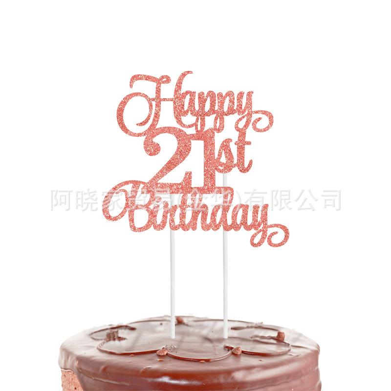 1Pcs Black Gold Happy 10 Birthday Cake Topper 10th 20th 30th 40th 50th 60th Loves & Wishes Party Decorations for Birthday Party