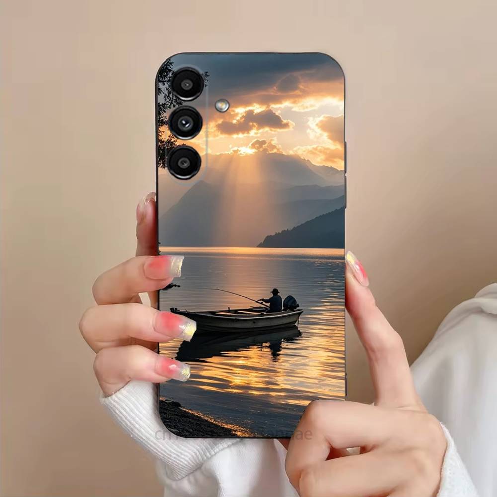 Fishing Fisherman Phone Case For Samsung S25,24,23,22,21,S20,Ultra,Plus,FE Black Soft Cover