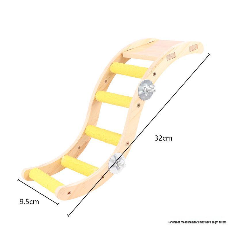 Budgie Toys Wooden Climbing Rope Ladder - Peony Interactive Swing & Beak Grinder for Small Birds In Birdcages
