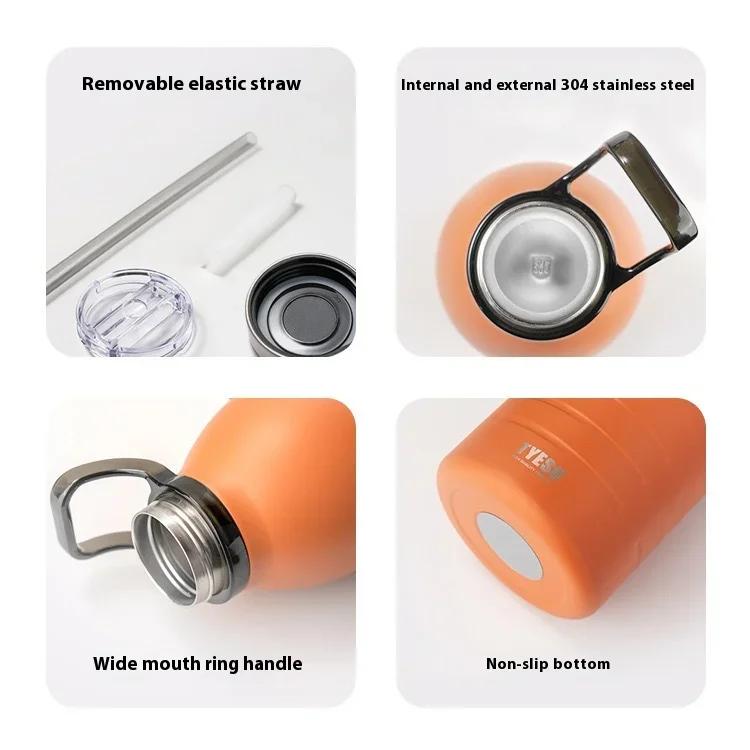 Tyeso 1500ML Stainless Steel Large Capacity Insulated Flask Outdoor Portable Sports Water Bottle with Convenient Buckle Hiking