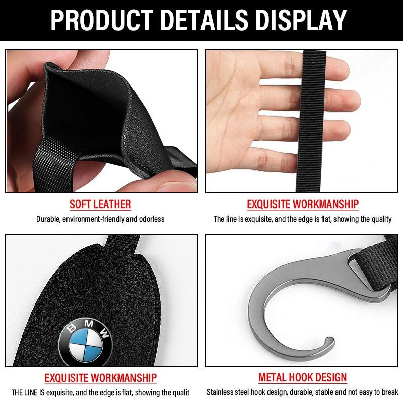 1/2pcs Leather Car Seat Back Hooks Portable Hanging Bag Rack For BMW E30 E34 E36 E39 E46 F10 F13 M Performance X1 F48 X3 X4 X5