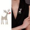 Christmas Reindeer Brooch Crystal Rhinestone Pin - Zinc Alloy, Fashion Party Accessory, Simple Elegant Design, Versatile for Daily & Party Occasions