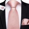 Pink Plaid Solid Men's Self Tie Bow Tie Silk Jacquard Woven Wedding Party Hanky Brooch Set Butterfly Necktie DiBanGu