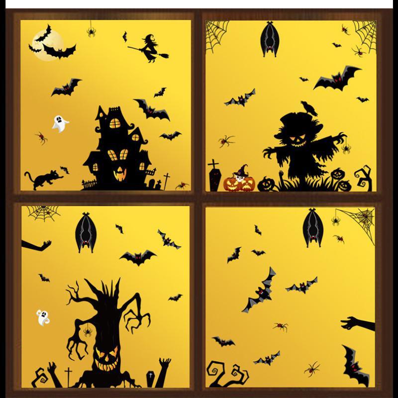Sulanmo 8 Feuilles Autocollants Fenêtre Halloween - Stickers Electrostatiques Squelette Citrouille Amovibles Sulanmo 8 Feuilles Autocollants Fenêtre Halloween - Stickers Electrostatiques Squelette Citrouille Amovibles