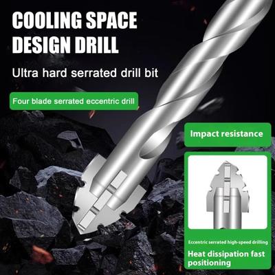 1/4Pcs Drill Bit Set High Hardness Rustproof Multifunctional Wear-Resistant Four-Flute Sawtooth Eccentric Drill Bits