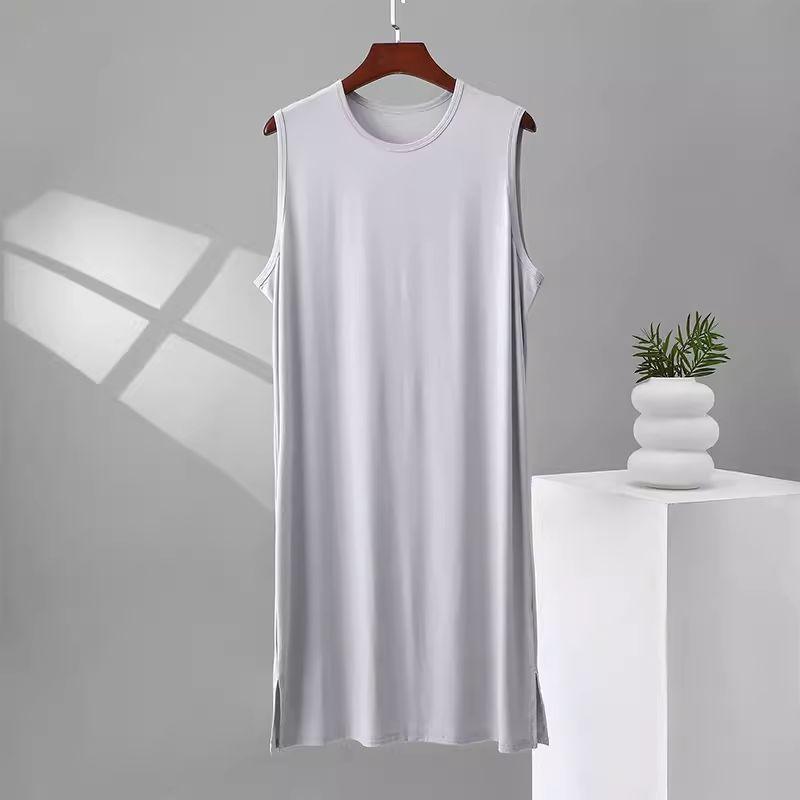 Herren Plus Size Modal Nachthemd Robe - Lockerer Schnitt Sommer Ärmellose Lange Robe, Leichte Bademantel für Übergewichtige Männer