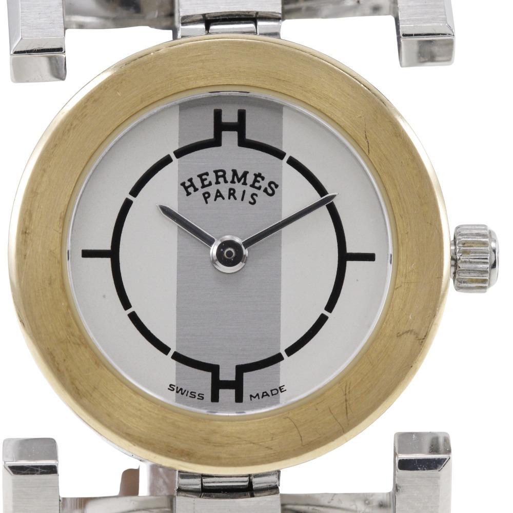 HERMES paprika Watches PA1.220 WhiteDial Stainless Steel/leather Quartz Analog display Women Used