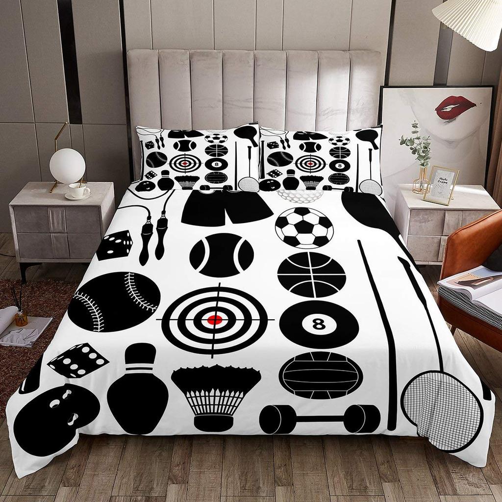 Badminton Bedding Set Badminton Duvet Cover for Kids Teens Men Sports Theme Player Comforter Cover Cool Competitive Games Decor