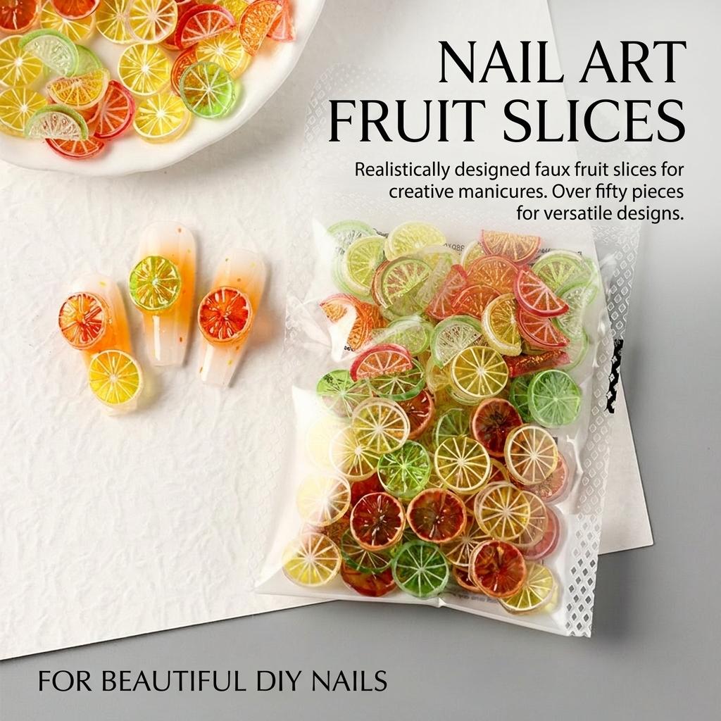 Summer Style Lemon Slice-Resin Nail Art Decorations Transparent Mixed Designs For DIY Manicure
