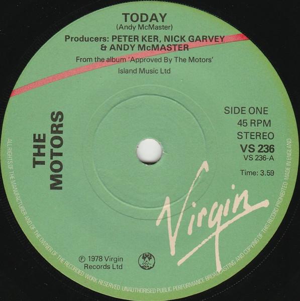 

7inch Record MOTORS Today VS236 Virgin 1978 UK Rock Used