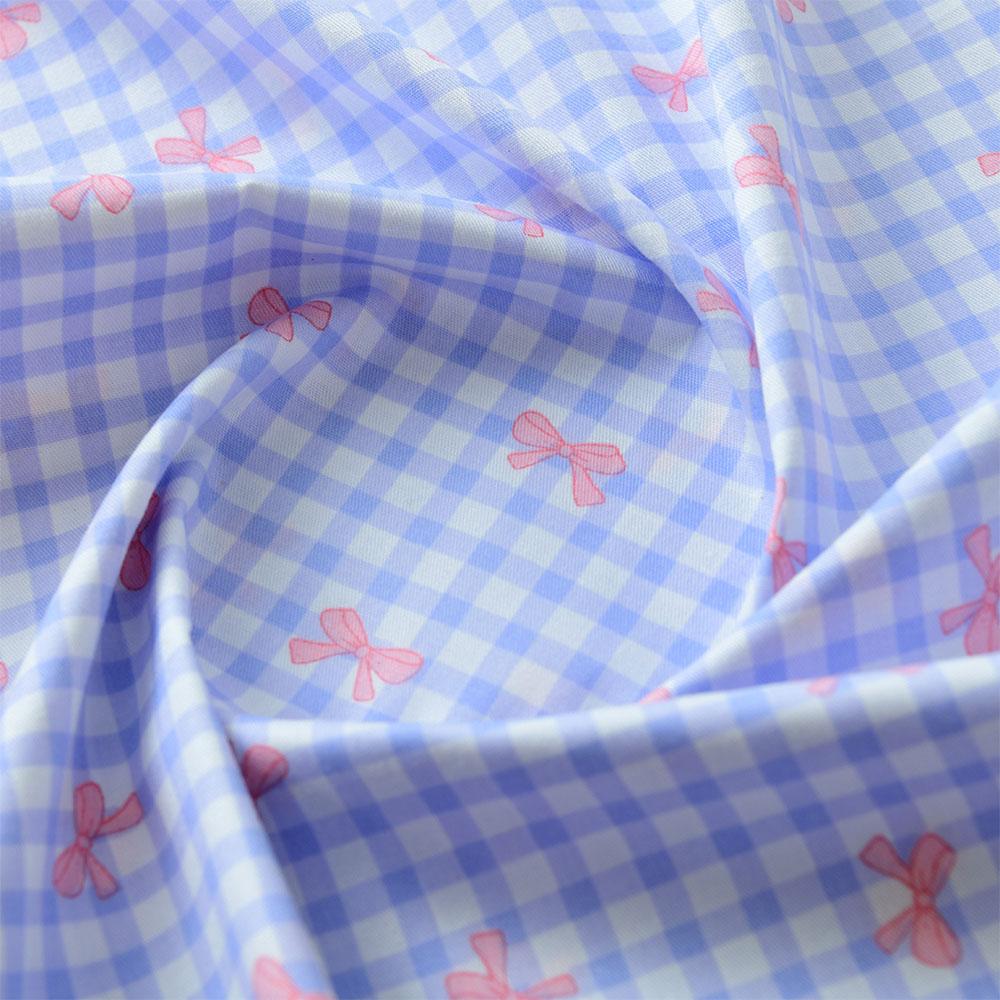 150x50cm Pure Cotton Colorful Butterfly Bow Plaid Fabric For DIY Sewing Girl's Costume Dress Making Pants Pastoral Cloth Supply