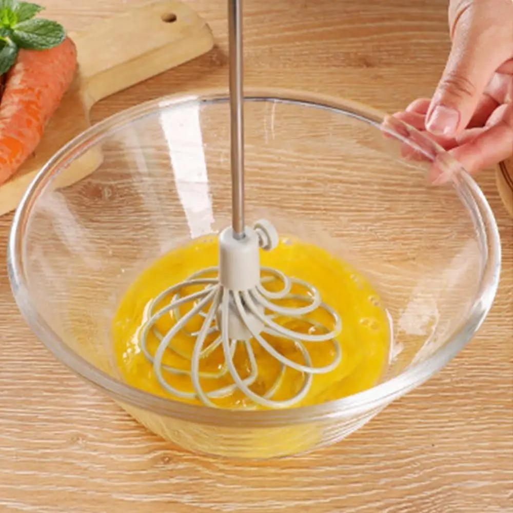Stainless Steel Semi-Automatic Whisk Rotating Whisk Egg Beater Upgraded Egg Mixer  For Egg Milk