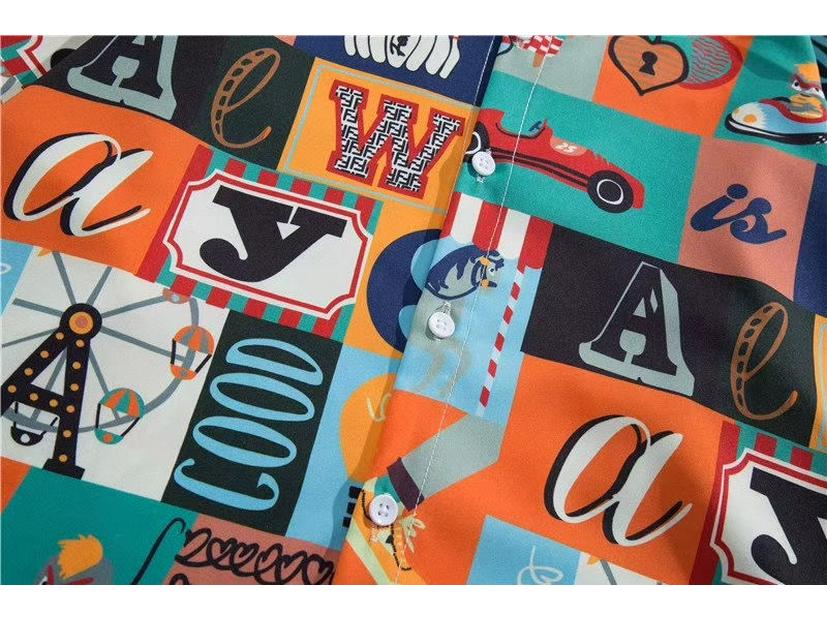 Handsome Pirate King Luffy Graffiti Short Sleeve Men's Trendy Loose Summer Shirt