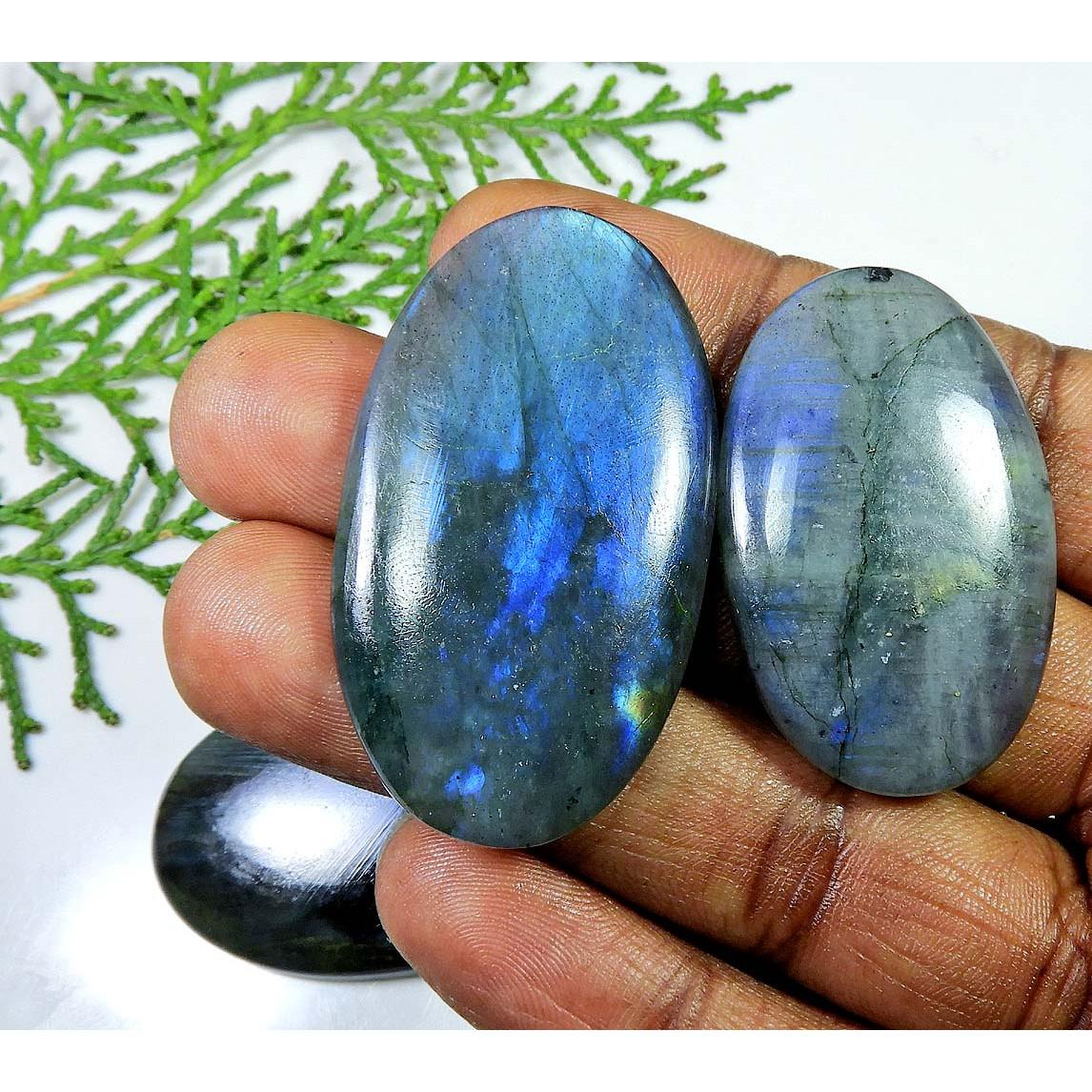 

Natural Labradorite Multi Fire 06 Pcs Oval Cabochon Loose Gemstone 46-47MM LL-656