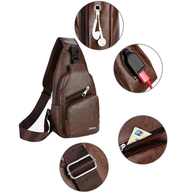 Men's Crossbody Bags Men's USB Chest Bag Designer Messenger Bag Leather Shoulder Bags Diagonal Package New Back Pack Travel 2025