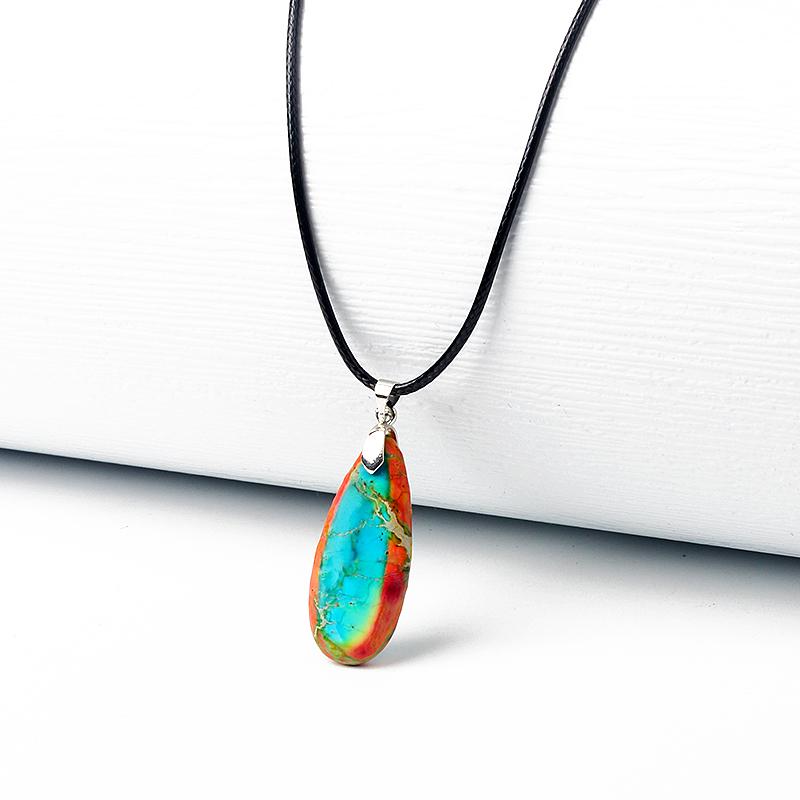 Water-Drop Emperor Stone Pendant Necklaces for Women Reiki Nature Stone Imperial Jaspers Turquoises Necklaces Healthcare Jewelry