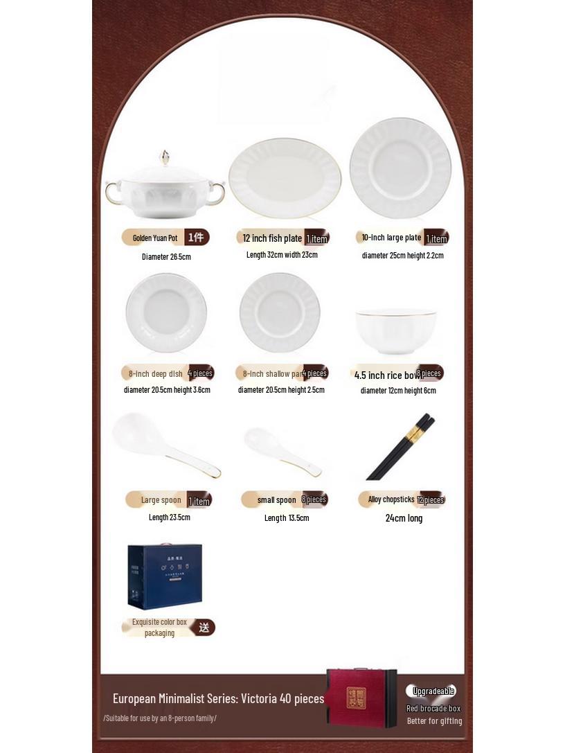 Modlanka Victoria 40-Piece Gold-Accented Dinnerware Set