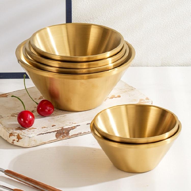 Double Wall Insulated Metal Soup Bowl Kitchen Serving Bowl V Shape Mixing Salad Bowl Dessert Cups Food Container