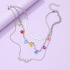 Stylish Multi Layer Butterfly Pendant Necklace With Geometric Design For Women